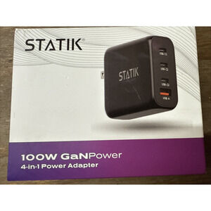 Statik 100W GaNPower Charger Super Fast Charger Block USB-C 3 Ports Wall Charger